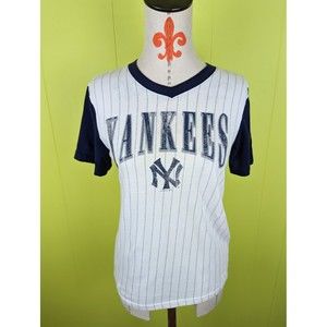 New York Yankees MLB Cooperstown Girls L (14-16) Short Sleeve Pinstripe T-Shirt